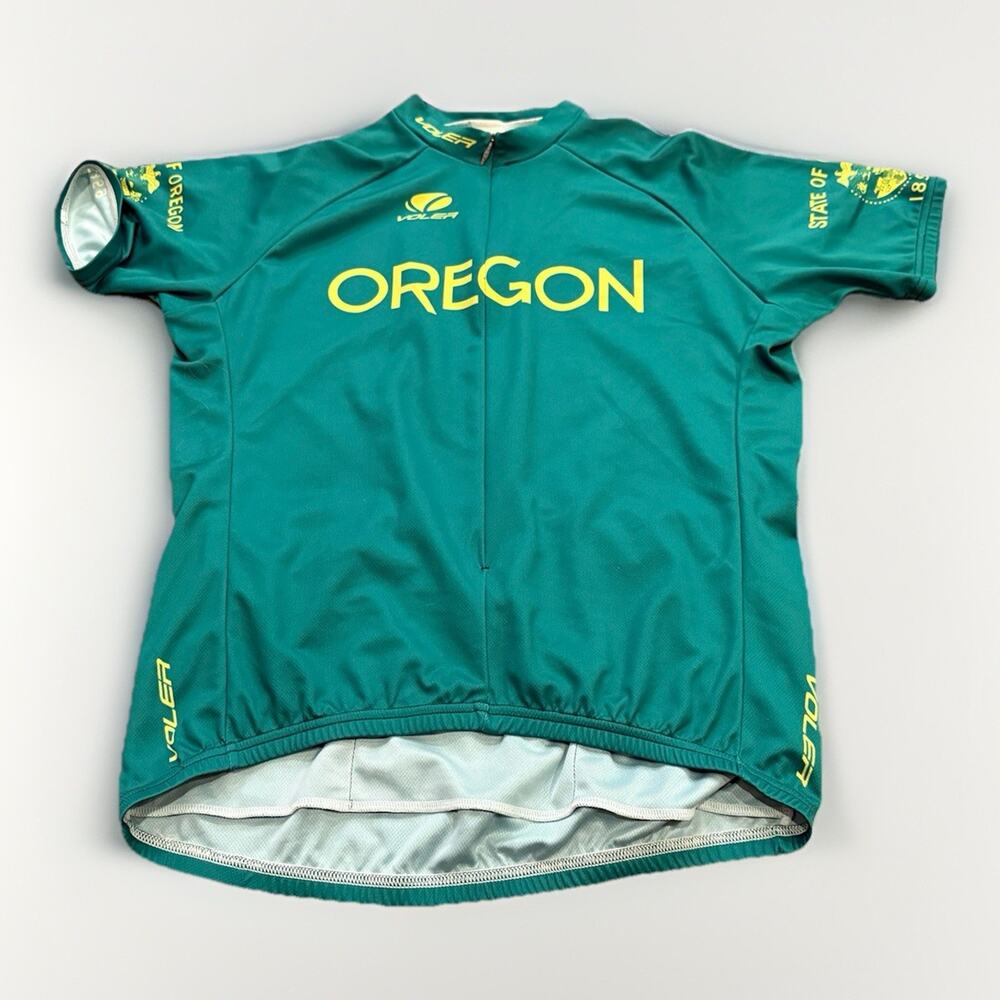 Vintage Voler Mens 3/4 Zip Green Oregon USA Cycling Jersey Size XL Made In USA